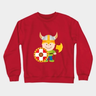 Cute Little Viking Warrior Cartoon Illustration Crewneck Sweatshirt